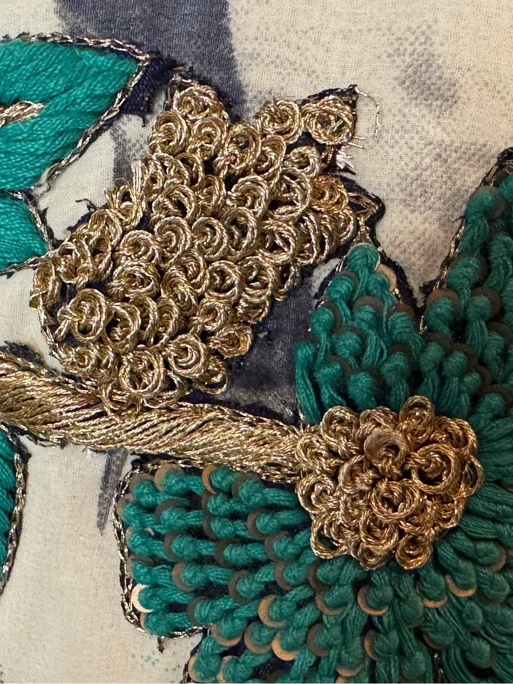 Handmade Teal Ombre Kurti 2pc Set Chiffon Dupatta Bead Floral Tunic Small 47